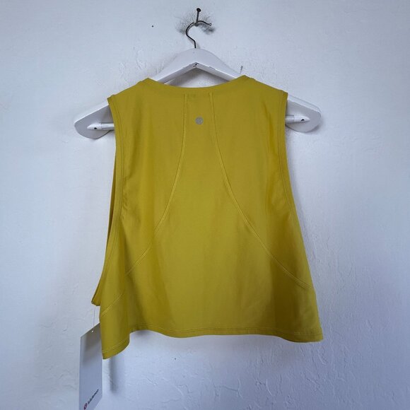 Lululemon Womens Muscle Love Crop Tank Top Size 12 Yellow Stretch Active New - Picture 2 of 6